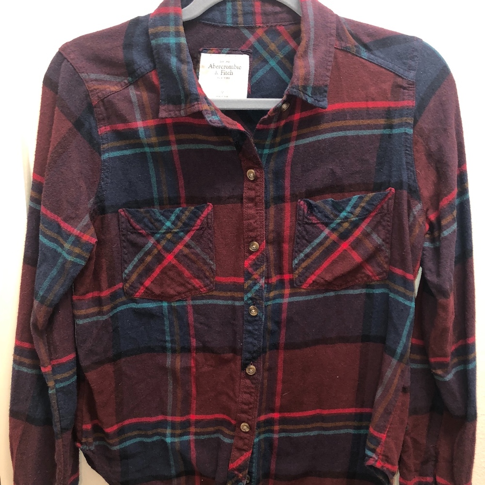 Abercrombie & Fitch Red and Green Flannel M